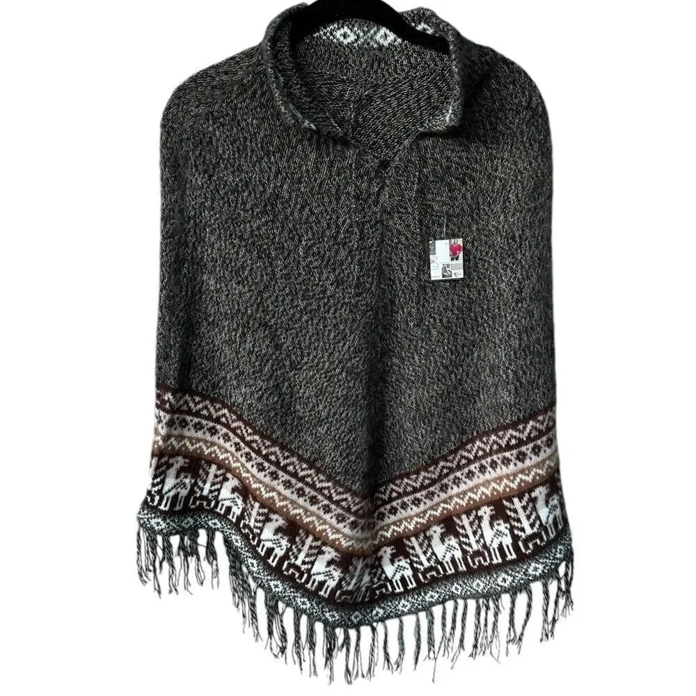 Peruvian Art Woman Poncho Cusquena Alpaca Wool Original from Peru NWT